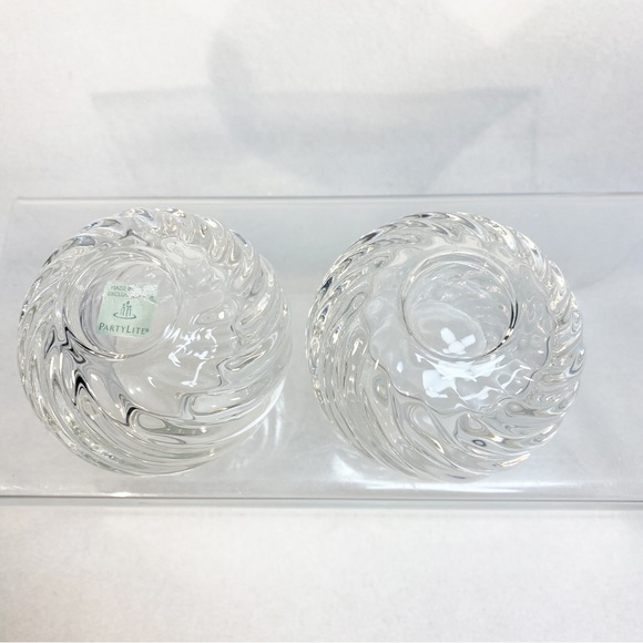 Vintage PartyLite PO463 Illusions Pattern Crystal Votive Holder Swirl Design - Picture 4 of 8